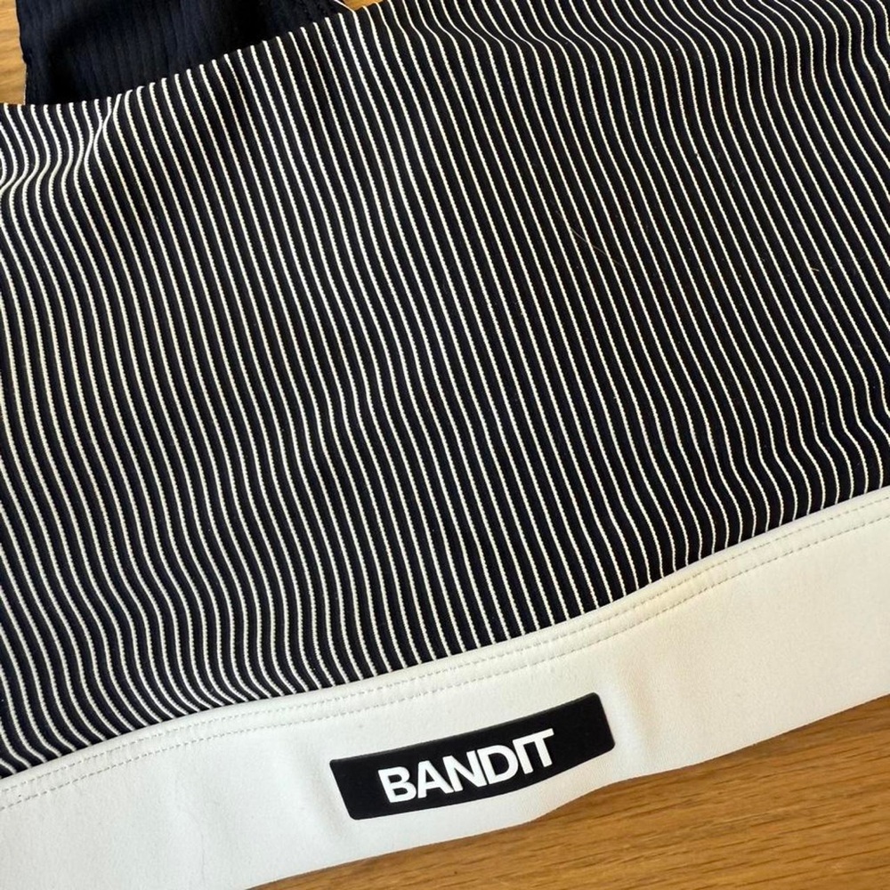 Women's Striped Sports Bra - Black and White - Picture 2 of 2